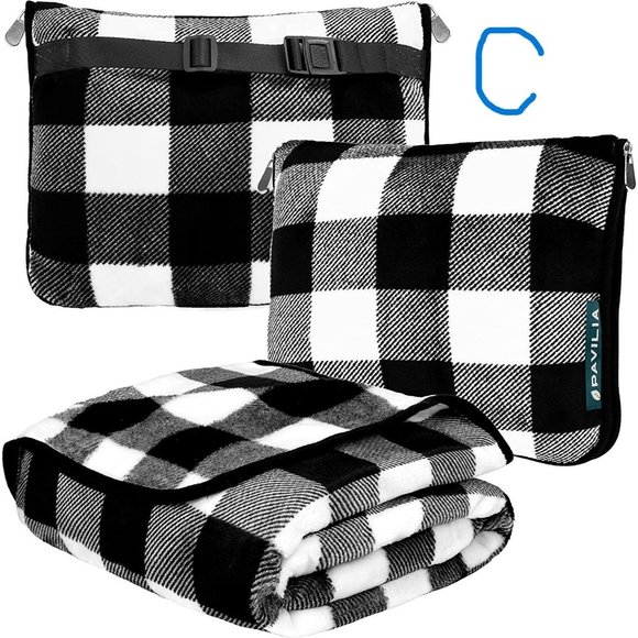 New Travel Blanket and Pillow, Dual Zippers, Clip On Strap, Warm Soft Fl… - Picture 3 of 13